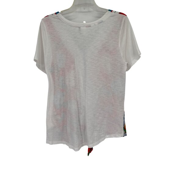 Akemi + Kin Anthropologie Sherburne Printed Tee v neck tie bottom size large new - Picture 5 of 7